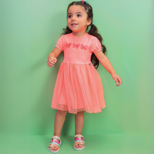 Vestido Tule Borboletas Kukiê